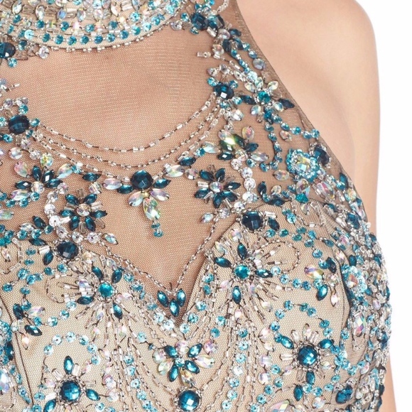 NEW Sean Collection Embellished Mesh & Jersey Gown‎ Black Multi [ Sz 10 ] - Picture 5 of 6